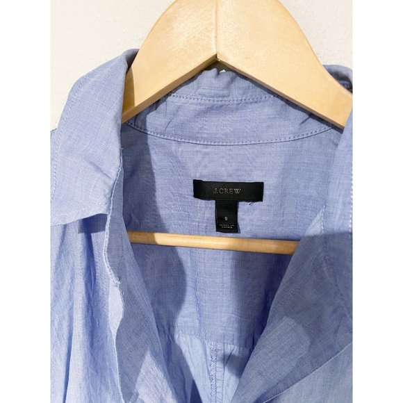 J. Crew Shirt Dress Womens Size 8 Blue Cap Sleeve Lightweight - Picture 5 of 7